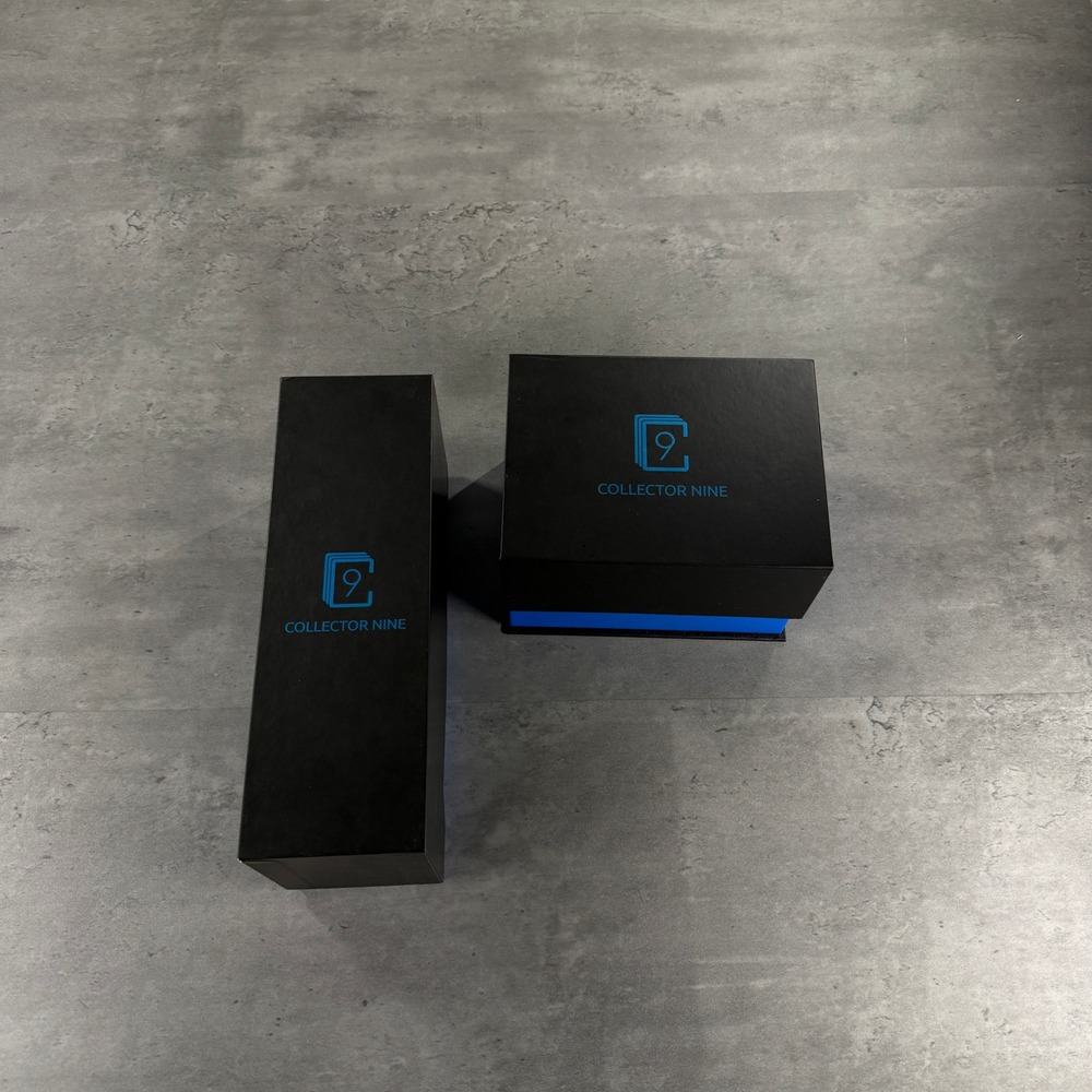 Collector Nine Trading Card Storage Box Set Black Blue Magnetic Closure EUC